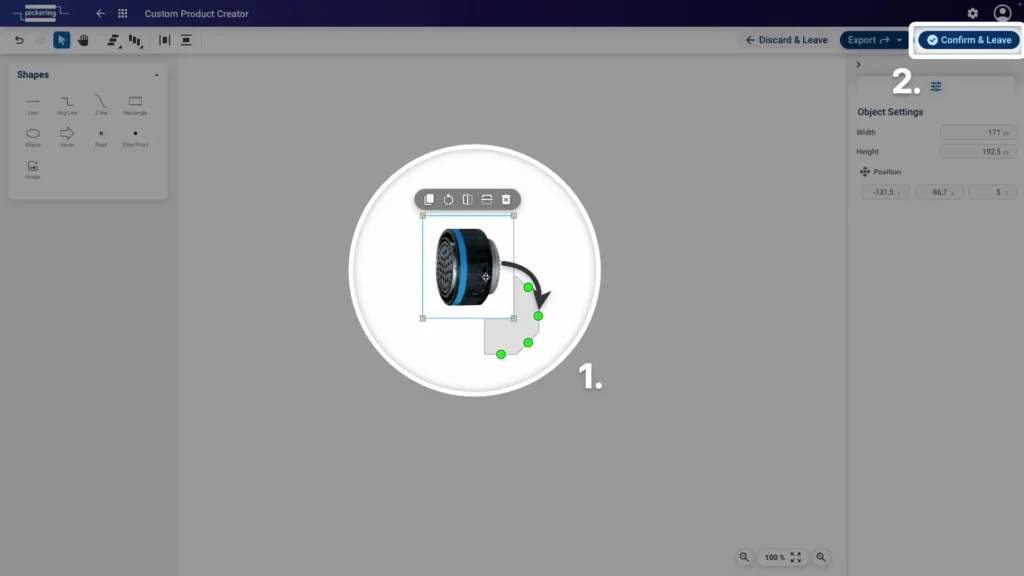Aligning the connector image with the green connection points in the custom connector editor