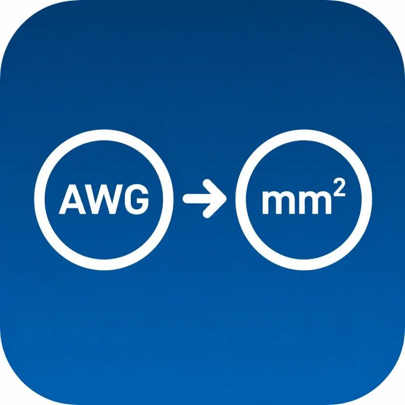 AWG to mm calculator tool icon showing AWG converting to mm²